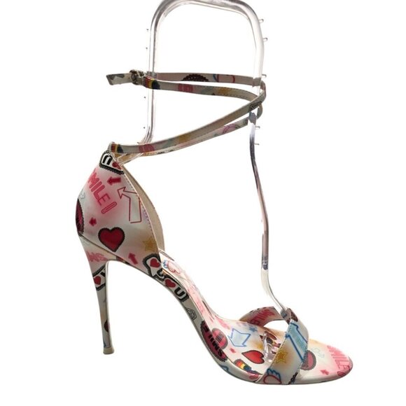 Aldo Sandyy Emoji Graffiti Love Rainbow Heart Heels Sz 9 - Picture 2 of 10